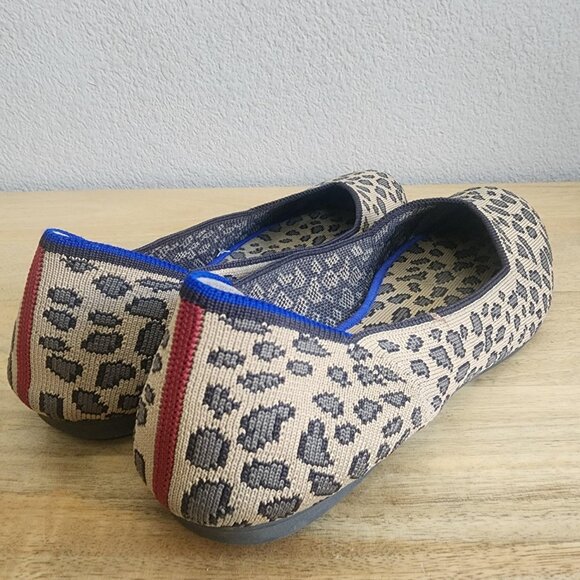 Rothy's The Flat Shoes Womens Size 8.5 EU 39 Leopard Knit Ballet Washable - Picture 2 of 12